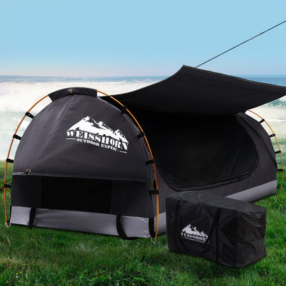 Weisshorn King Single Swag Camping Swags Canvas Free Standing Dome Tent Grey