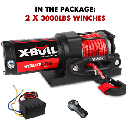 2 X-BULL 12V Electric Winch Boat 3000LBS Synthetic Rope