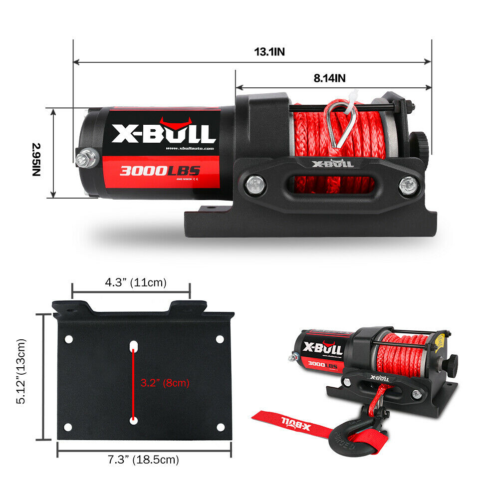 2 X-BULL 12V Electric Winch Boat 3000LBS Synthetic Rope