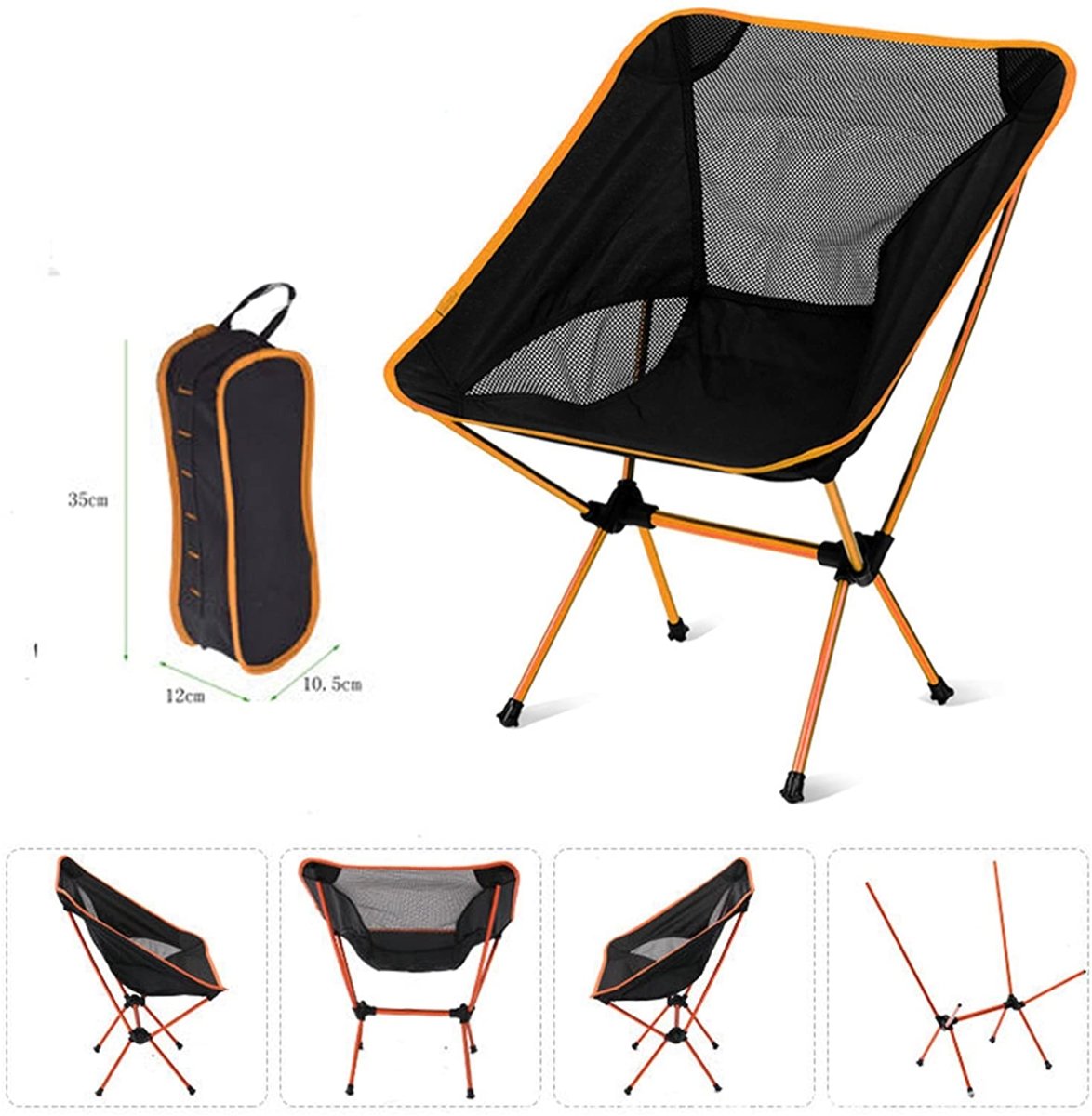 Ultralight Aluminum Alloy Folding Camping Camp Chair Outdoor Hiking Orange